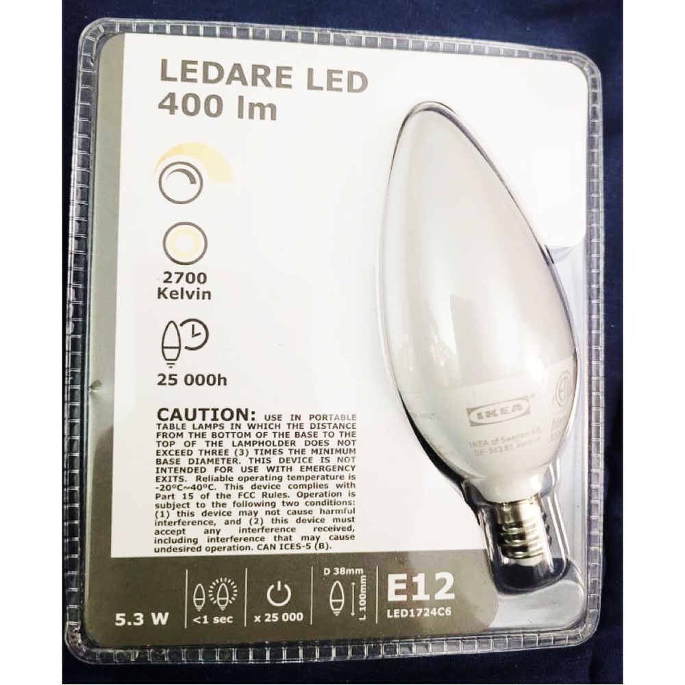 IKEA Ledare LED Light Bulb E12 400 Lumens Dimmable Chandelier Opal Soft White